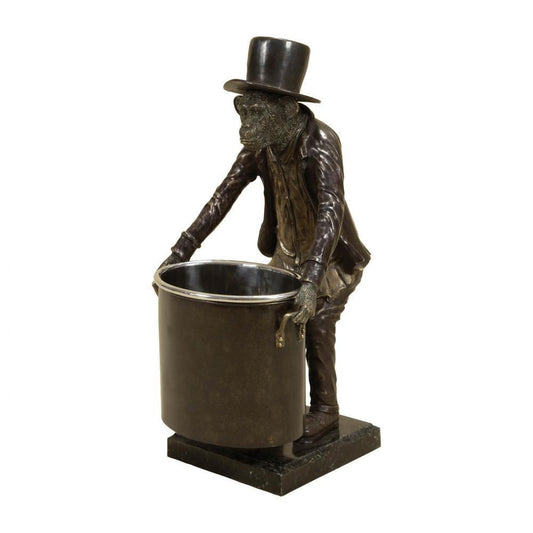 Maitland-Smith Server Monkey Wine Holder Dark Bronze, Verdigris
