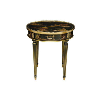 Maitland-Smith Silk Side Table, Black, Brass Accents, 29"H (89-1016 YUU906TT5H)
