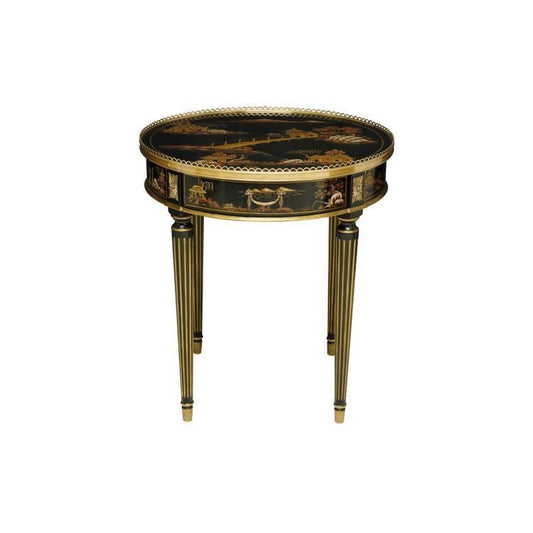 Maitland-Smith Silk Side Table, Black, Brass Accents, 29"H (89-1016 YUU906TT5H)