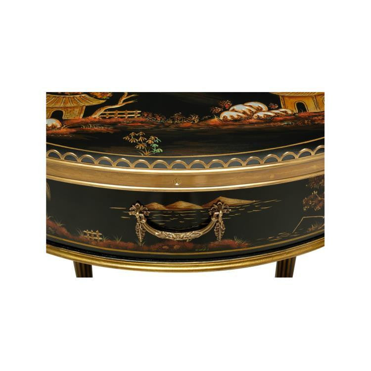 Maitland-Smith Silk Side Table, Black, Brass Accents, 29"H (89-1016 YUU906TT5H)