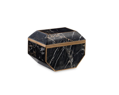 Maitland-Smith Small Brass And Golden Portoro Box Black, Gold