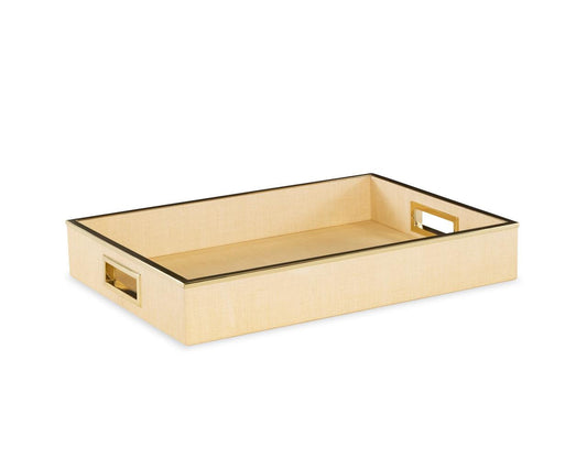 Maitland-Smith Small Raffia Tray polished brass