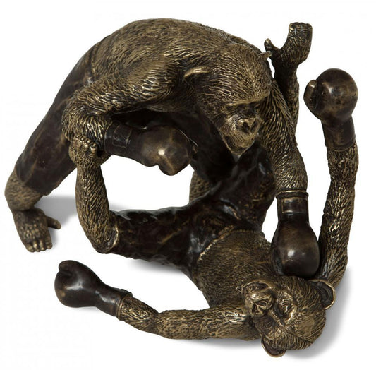 Maitland-Smith Sparring Chimpanzees Sculpture Brass