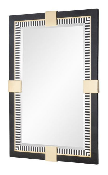 Maitland-Smith Spectator Mirror, Black, Brass Accents, 40"W (8319-28 YUU906TT5Q)