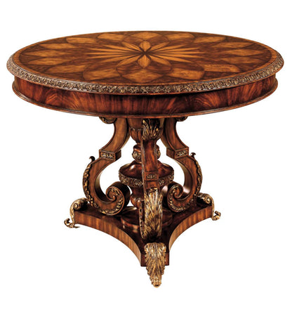 Maitland-Smith Spiro Center Table Hyde Park Finished Mahogany, Mixed Veneer