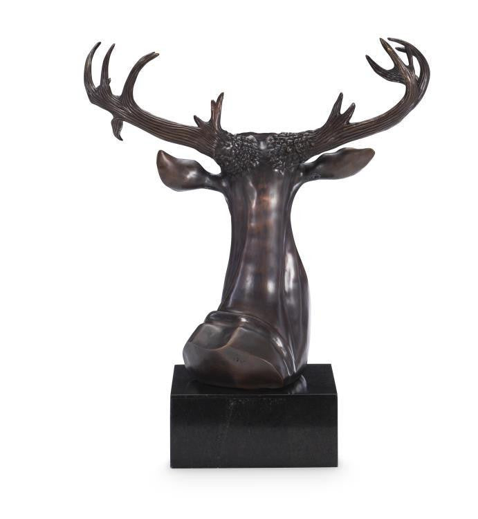 Maitland-Smith Stag Sculpture, Brass, Black Base, 16"W (8295-10 YUU906TT5U)