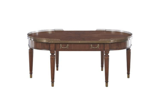 Maitland-Smith Starboard Cocktail Table, Walnut, Brass Accents, 48"W (89-0612 YUU906TT5V)