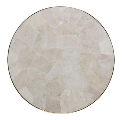 Maitland-Smith Stone Pedestal Accent Table, White, Brass, 23"W (8332-36 YUU906TT60)