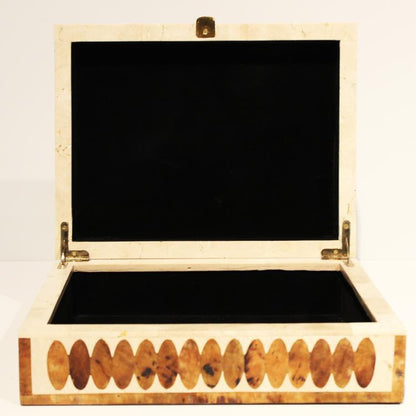 Maitland-Smith Stonely Box, Cream, Polished Brass Accents, 13W (8119-11 YUU906TT62)
