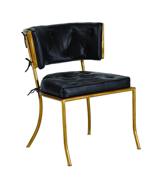 Maitland-Smith Studio Klismos Game Chair Gilded Iron, Black