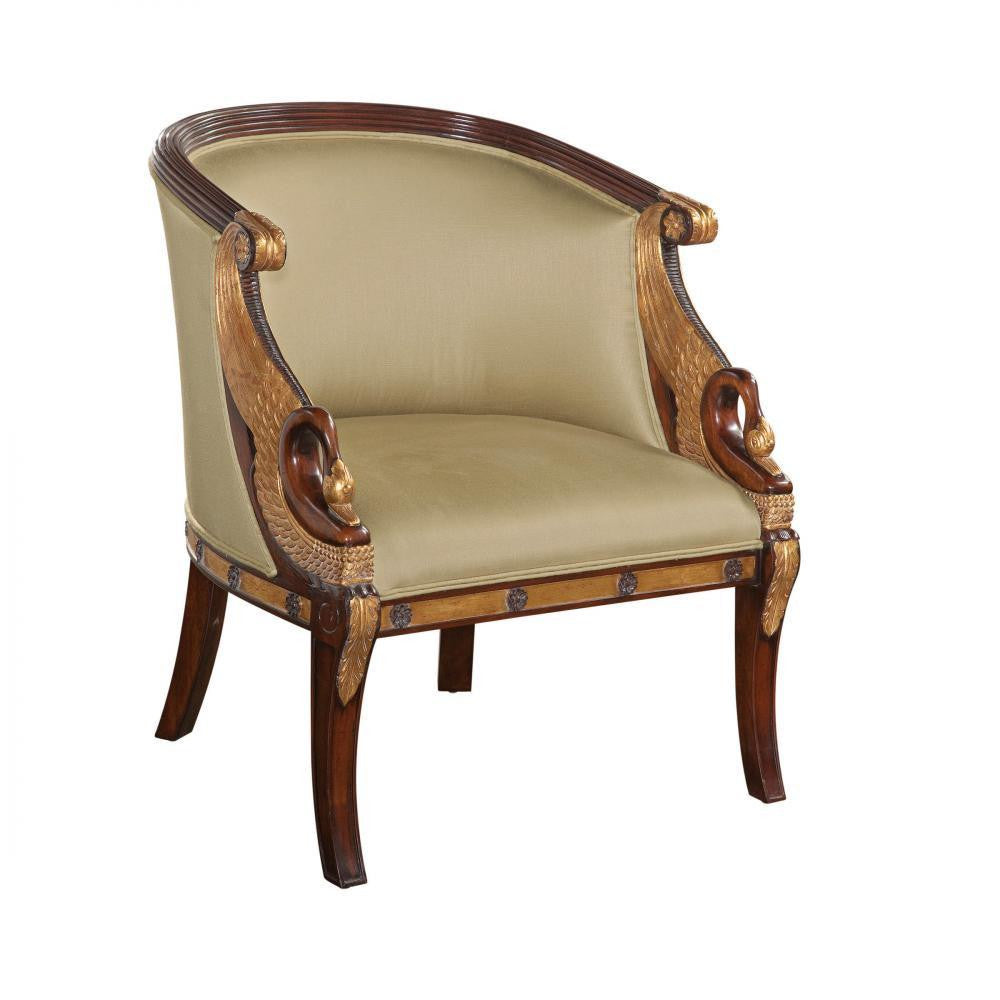 Maitland-Smith Swan Armchair Mahogany, Tan