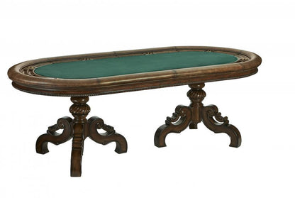 Maitland-Smith Texas Hold'em Game Table Mahogany, Green