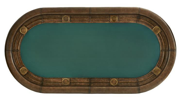 Maitland-Smith Texas Hold'em Game Table, Dark Antique Lido Mahogany, Green Felt, Brown Leather, 91"W (8104-31 YUU906TT6H)
