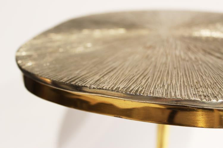 Maitland-Smith Textured Accent Table, Brass, Polished Aluminum Top, 13"W (8166-30 YUU906TT6K)