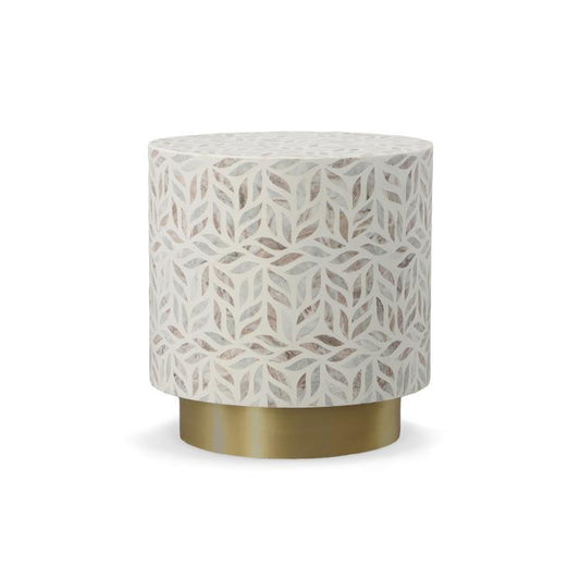 Maitland-Smith Toranto Side Table, White, Polished Satin Brass Base, 21"H (8374-32 YUU906TT6Q)