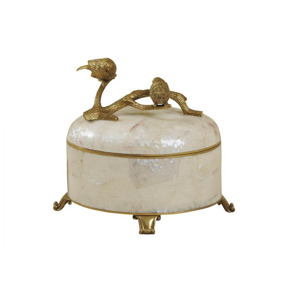 Maitland-Smith Twig Box Cast Brass, White