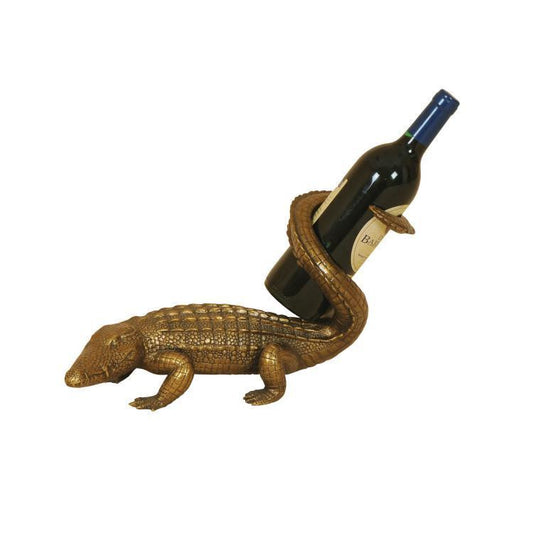 Maitland-Smith Twisted Crocodile Wine Holder, Cast Brass, 16"W (8143-12 YUU906TT7A)