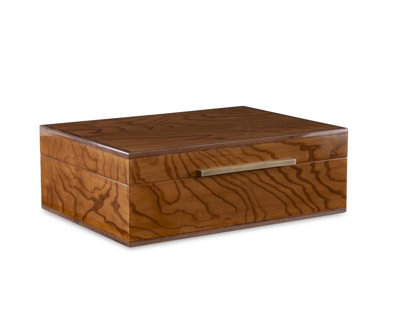 Maitland-Smith Walnut And Brass Box Walnut and brass