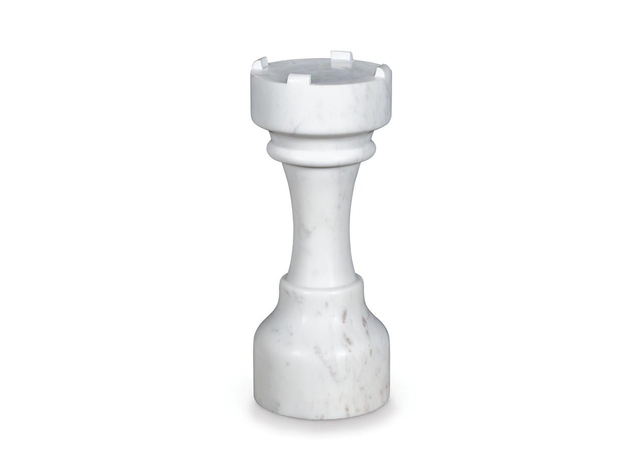 Maitland-Smith White Chess Table Castle White Marble