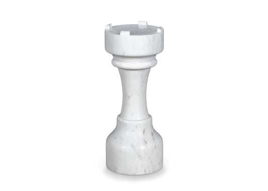 Maitland-Smith White Chess Table Castle White Marble