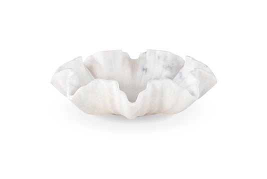 Maitland-Smith White Lotus Dish White Marble
