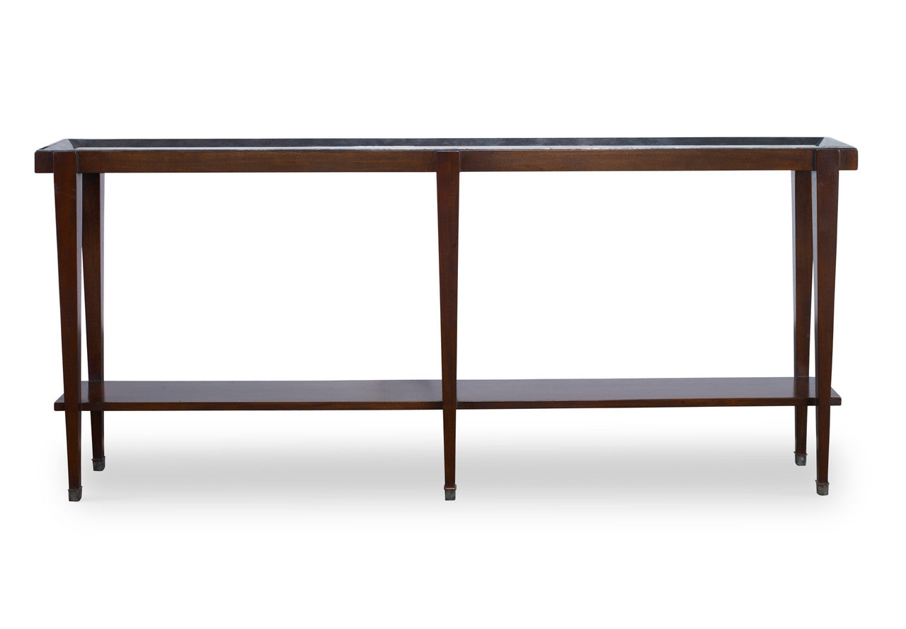 Maitland-Smith Winthrop Console Table, Dark Walnut, Desert Tan Top, 72"W (8153-34 YUU906TT7Z)