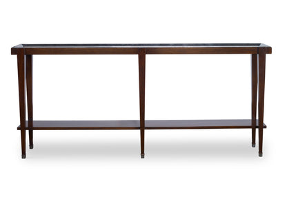 Maitland-Smith Winthrop Console Table, Dark Walnut, Desert Tan Top, 72"W (8153-34 YUU906TT7Z)