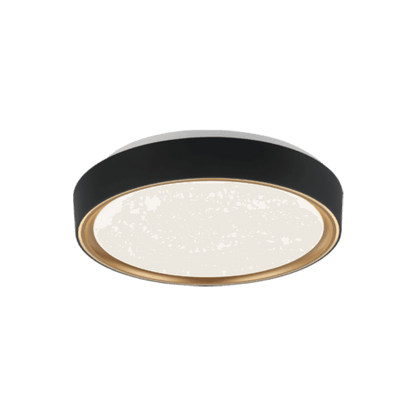Matteo Lighting Alamus 15-in LED Flush Mount Aged Gold Brass + Matte Black