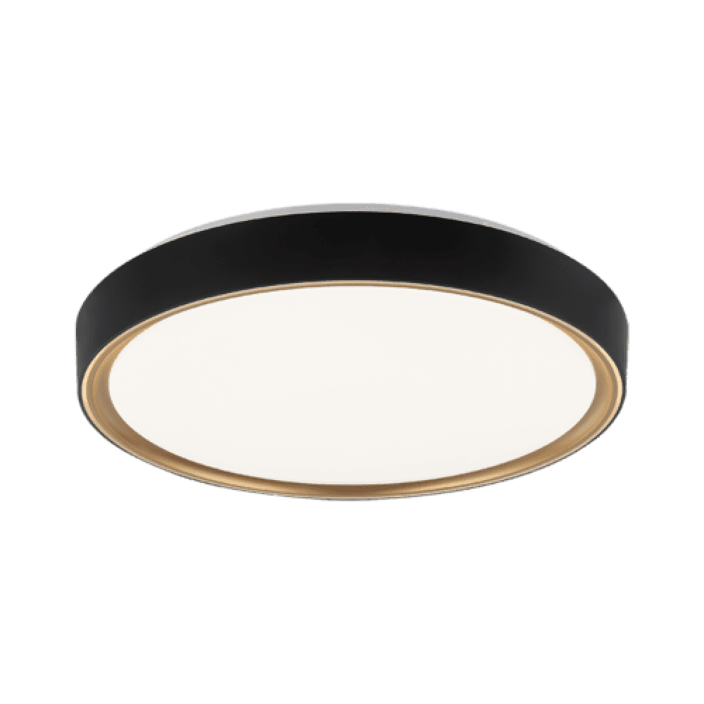 Matteo Lighting Alamus 19-in LED Flush Mount Aged Gold Brass + Matte Black