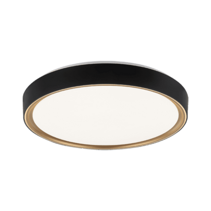 Matteo Lighting Alamus 19-in LED Flush Mount Aged Gold Brass + Matte Black