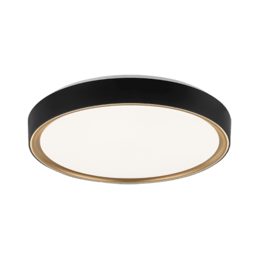 Matteo Lighting Alamus 19-in LED Flush Mount Aged Gold Brass + Matte Black