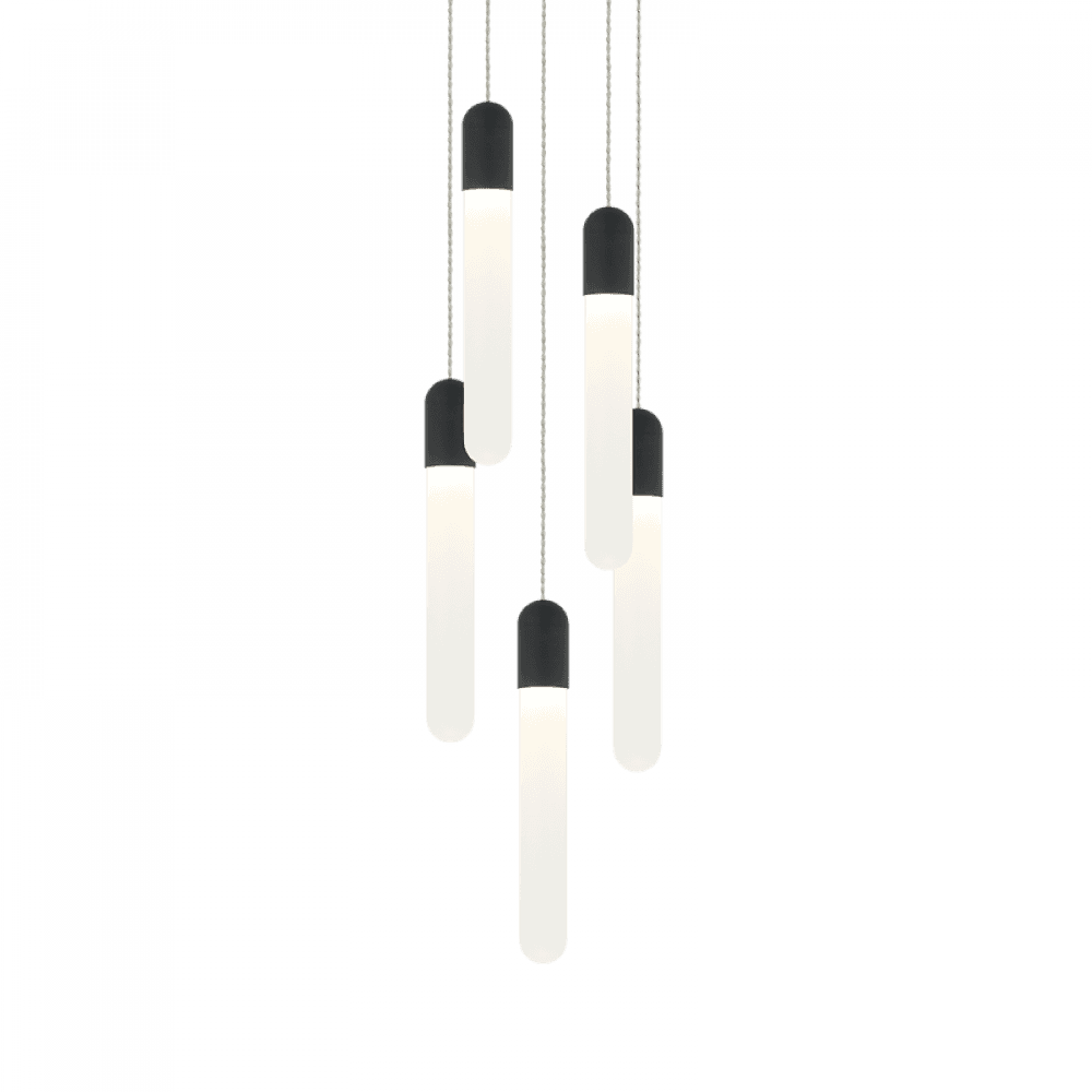 Matteo Lighting Aydin 5-Light LED Pendant Black, Matte Black