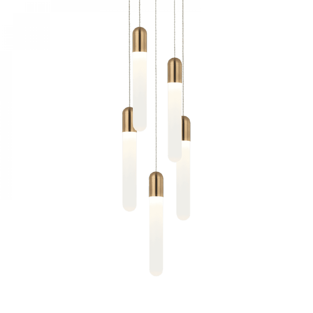 Matteo Lighting Aydin 5-Light LED Pendant Brass, Aged Brass