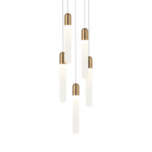 Matteo Lighting Aydin 5-Light LED Pendant Brass, Aged Brass