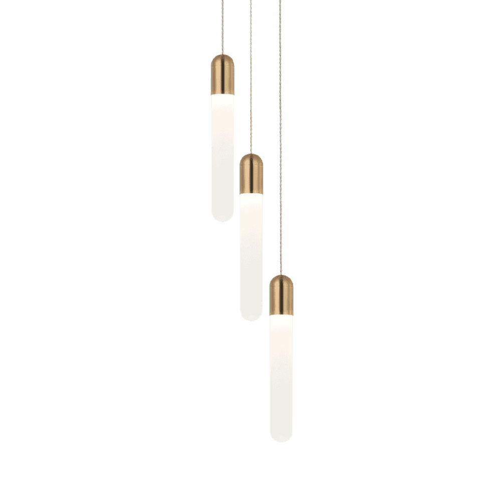 Matteo Lighting Aydin 3-Lights LED Pendant Aged Gold Brass