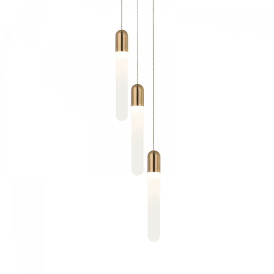 Matteo Lighting Aydin 3-Lights LED Pendant Aged Gold Brass