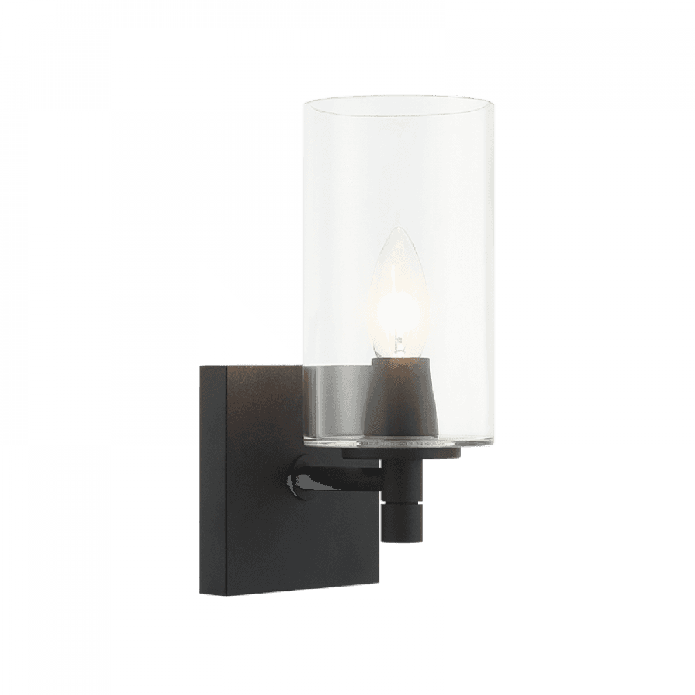 Matteo Lighting Candela 1-Light Bath Wall Sconce Black, Matte Black