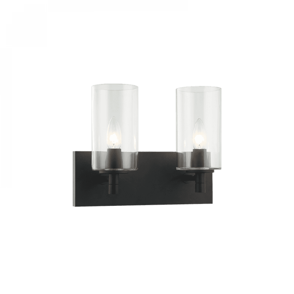 Matteo Lighting Candela 2-Light Bath Vanity Black, Matte Black