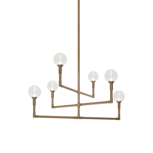 Matteo Lighting Candlestix 6-Light Chandelier Aged Gold Brass