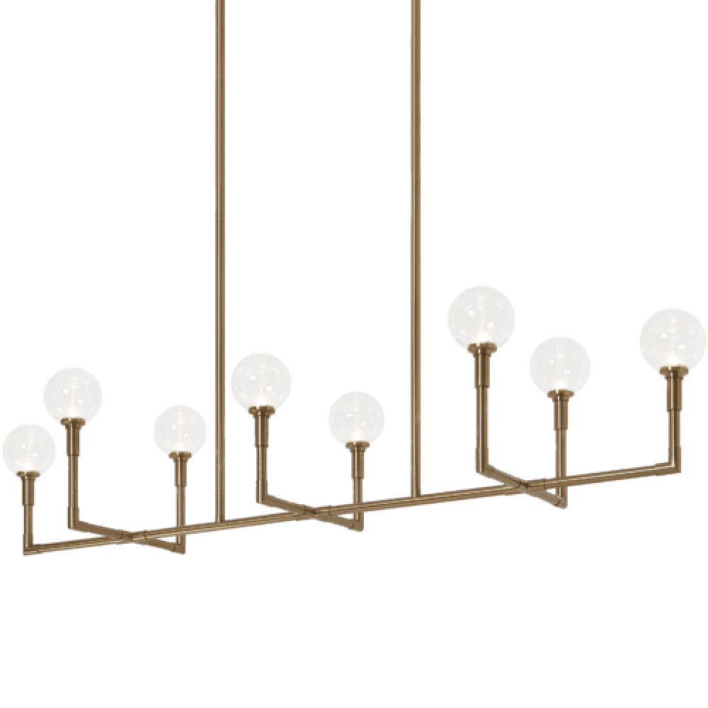 Matteo Lighting Candlestix 8-Light Linear Chandelier Aged Gold Brass