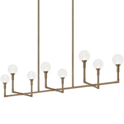 Matteo Lighting Candlestix 8-Light Linear Chandelier Aged Gold Brass