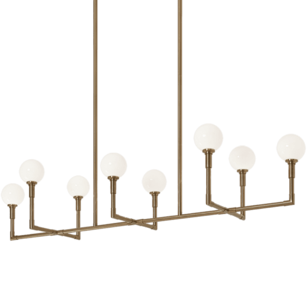 Matteo Lighting Candlestix 8-Light Linear Chandelier Aged Gold Brass