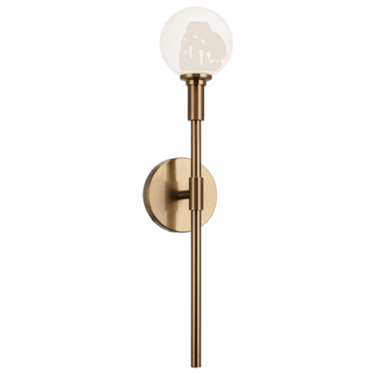 Matteo Lighting Candlestix 1-Light Wall Sconce in Aged Gold Brass with Opal Glass, 4.75"W (W64801AGOP)