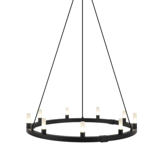 Matteo Lighting Cascadian 9-Light Chandelier in Matte Black, 30"W (C75209MB)