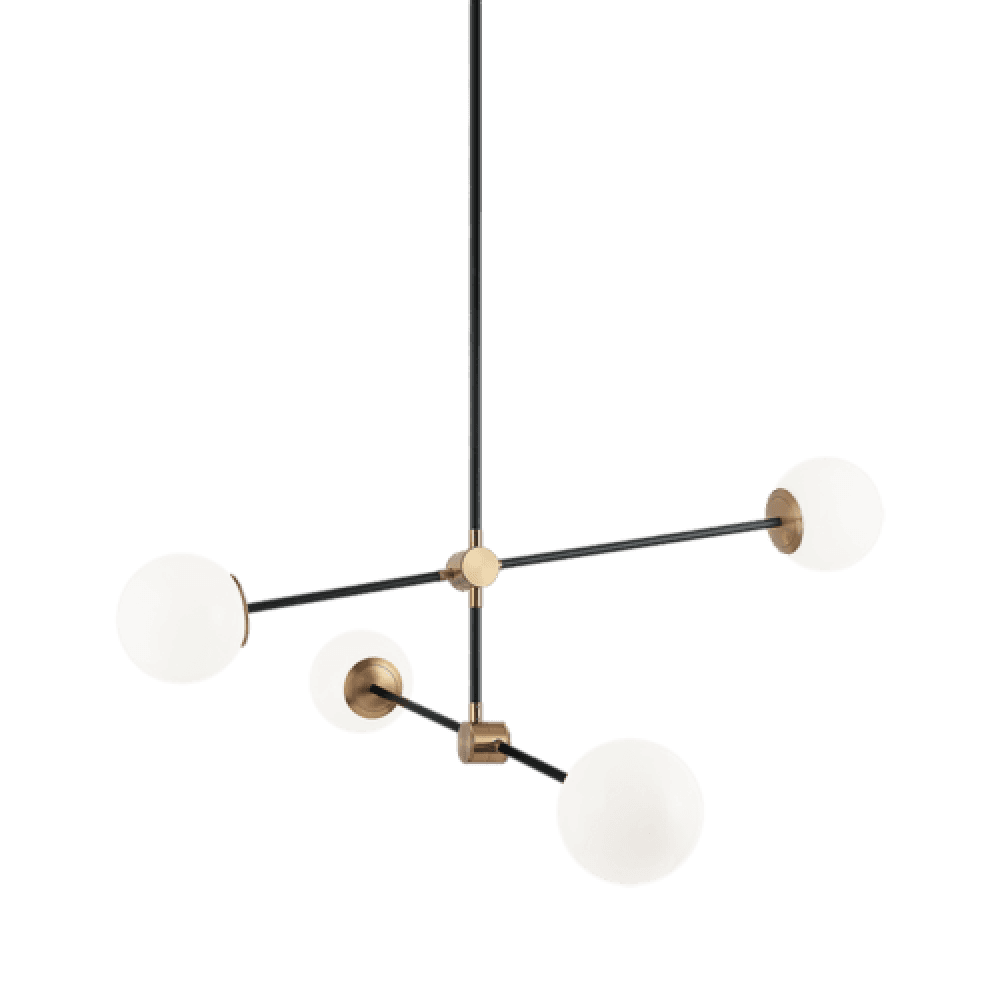 Matteo Lighting Cosmic 4-Light Chandelier Aged Gold Brass