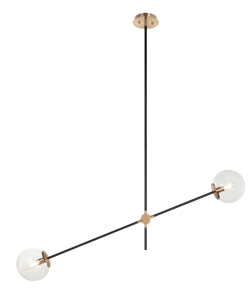 Matteo Lighting Cosmic 2-Light Pendant Black, Aged Brass