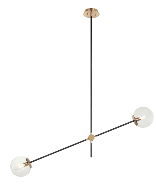 Matteo Lighting Cosmic 2-Light Pendant Black, Aged Brass