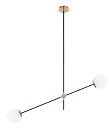 Matteo Lighting Cosmic 2-Light Pendant Black, Aged Brass