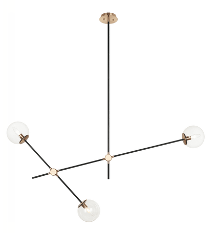 Matteo Lighting Cosmic 3-Light Pendant Black, Aged Brass