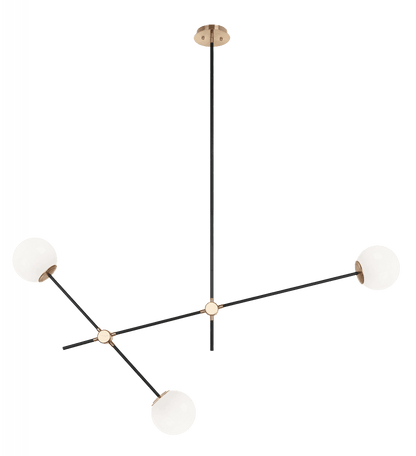 Matteo Lighting Cosmic 3-Light Pendant Black, Aged Brass